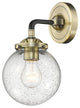 Beacon 1-Light LED Sconce, Black Antique Brass, Glass: Seedy