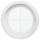 24.5x24.5 Round Geometric Vinyl Window, Platinum Cross Design, Obscure Glass