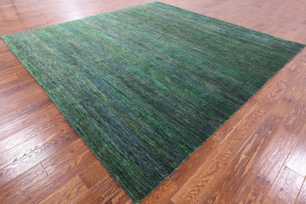 10' Square Hand Knotted Wool and Silk Super Savannah Gabbeh Rug Q6105