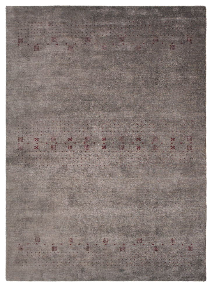 HAND KNOTTED LOOM SILK AREA RUGS-5'x8',Rectangle,Light Brown,Contemporary