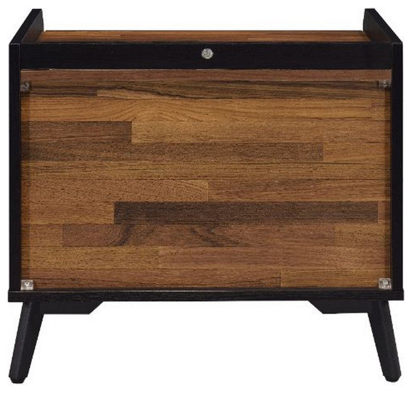Benzara BM251228 Accent Table With Tempered Tier Shelf, Brown and Black
