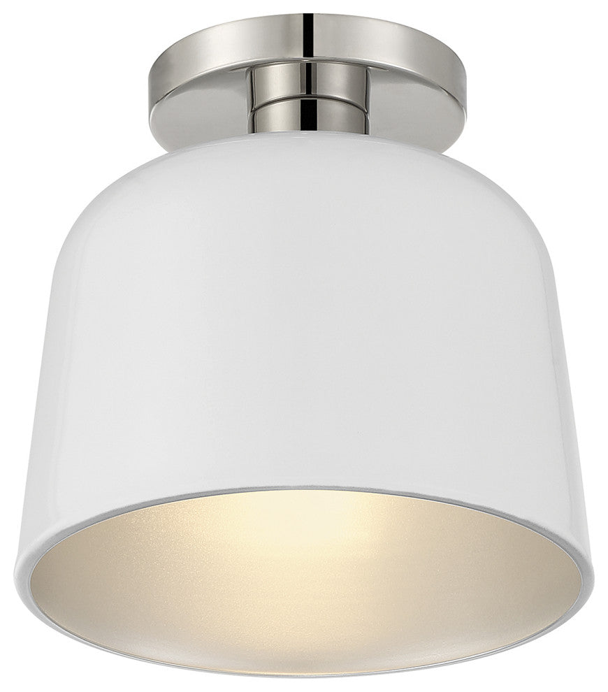 Savoy House Meridian 1-Light Ceiling Light M60067WHPN, White With Nickel