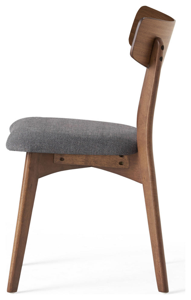 Crystal Mid-Century Modern Upholstered Dining Chairs, Set of 2, Dark Gray