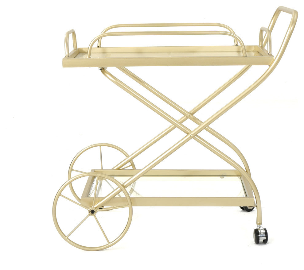 GDF Studio Patty Traditional Iron and Glass Bar Cart, Gold