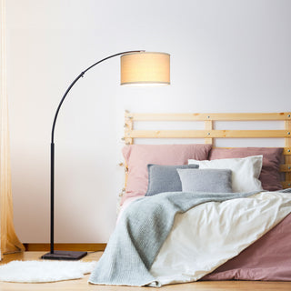 Brightech Logan - Contemporary Arc Floor Lamp w. Marble Base, Classic Black