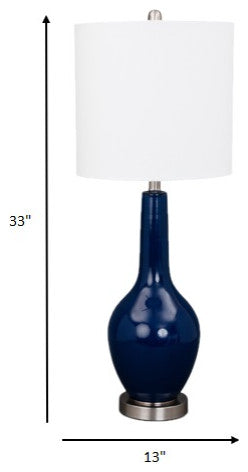 Set of 2 Cobalt Blue Modern Glass Table Lamps