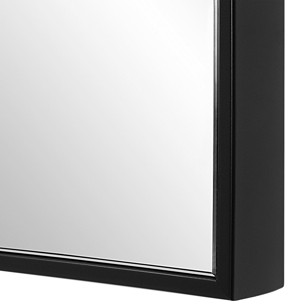 Benzara BM277041 40" Wood Wall Mirror, Rectangular Thin Frame, Black