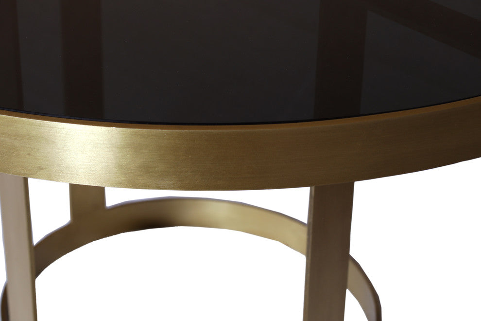 Margot Cocktail Table on Cast Iron Frame in Metallic Gold Finish with Glass Top