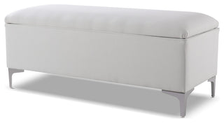 Madelyn Modern Storage Bench With Stainless Steel Legs, Bright White