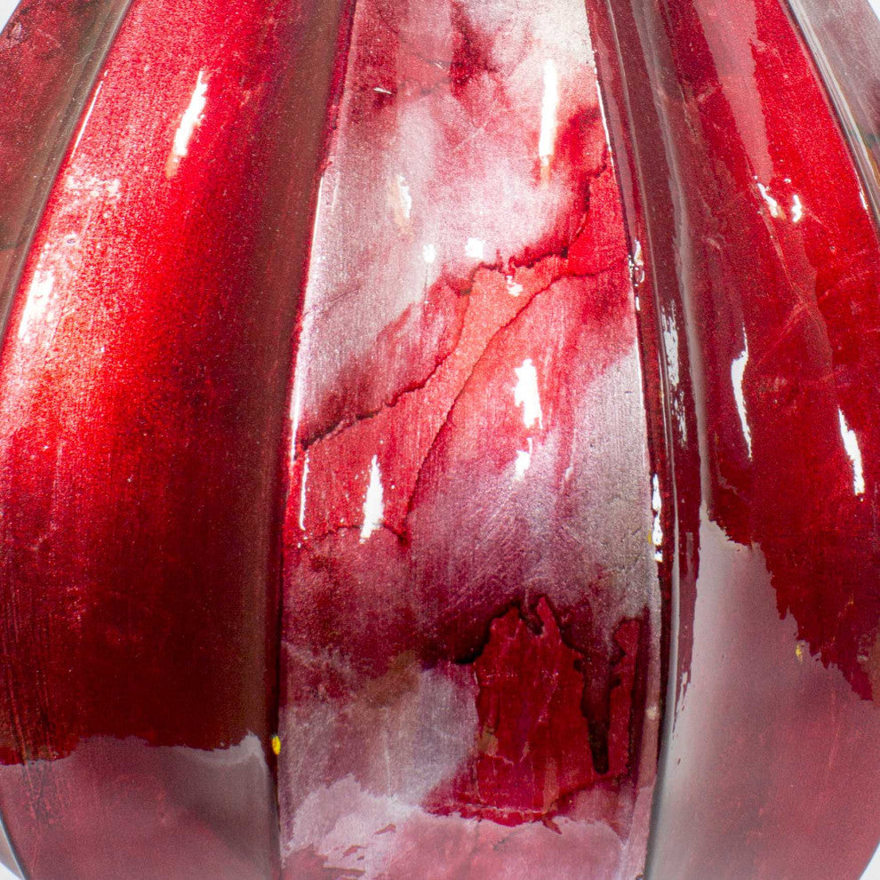 HomeRoots Kya Red and Silver Foil and Lacquer Ceramic Teardrop Vase
