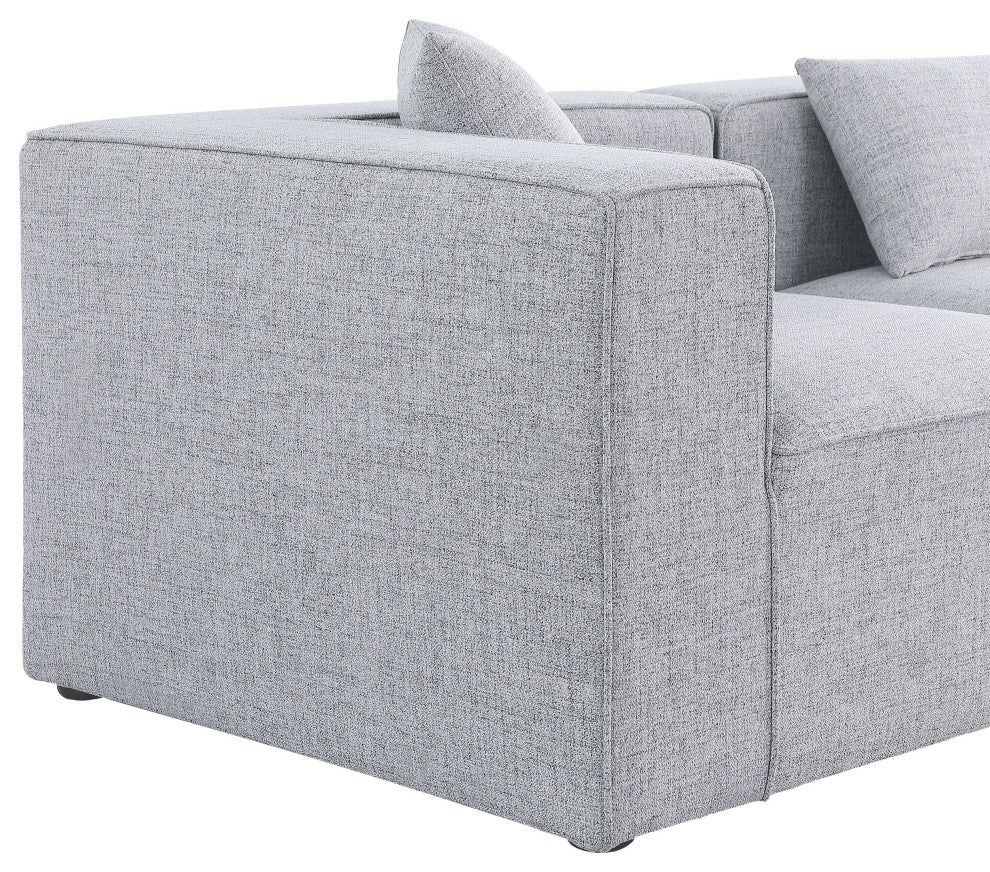 Cube Upholstered Modular Sectional, Gray, 7-Piece: 3 Armless Chair, 3 Corner Chair, 1 Ottoman, Linen Texured Fabric