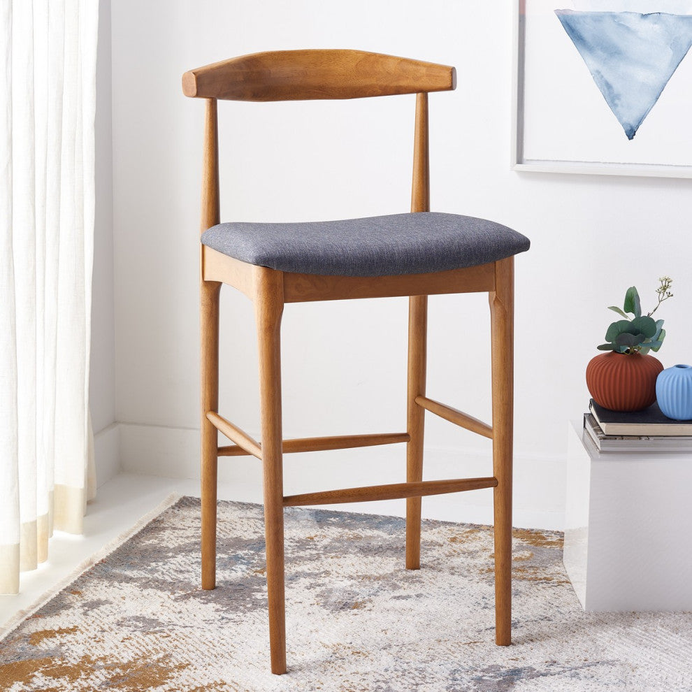 Safavieh Lionel Retro Barstool, Walnut/Dark Grey