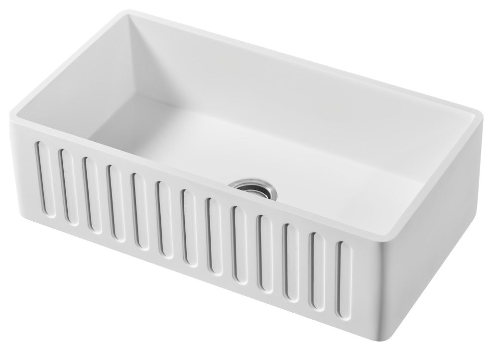 Single Bowl Solid Surface Reversible Kitchen Sink, 33"