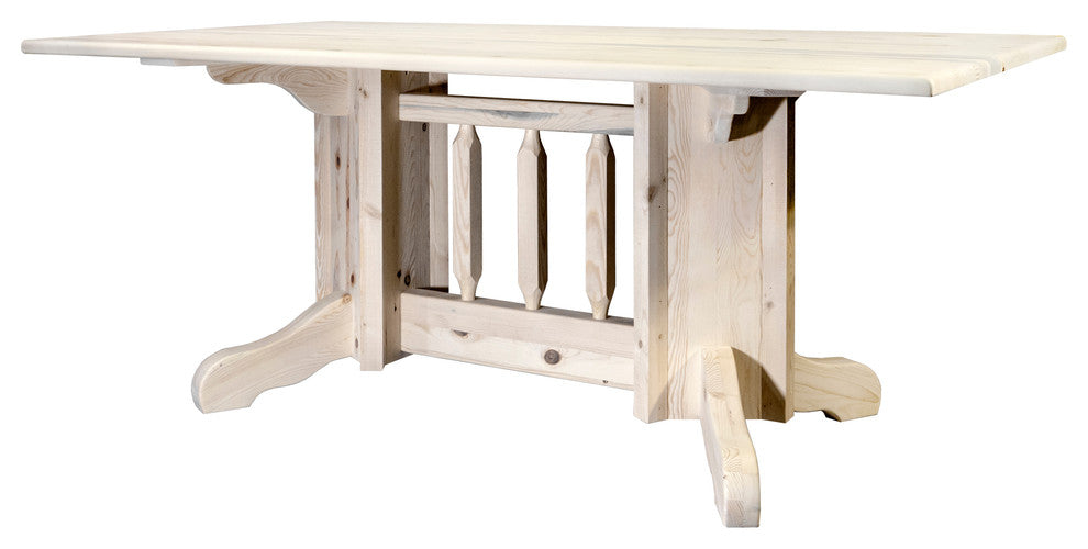Homestead Collection Double Pedestal Dining Table, Clear Lacquer Finish
