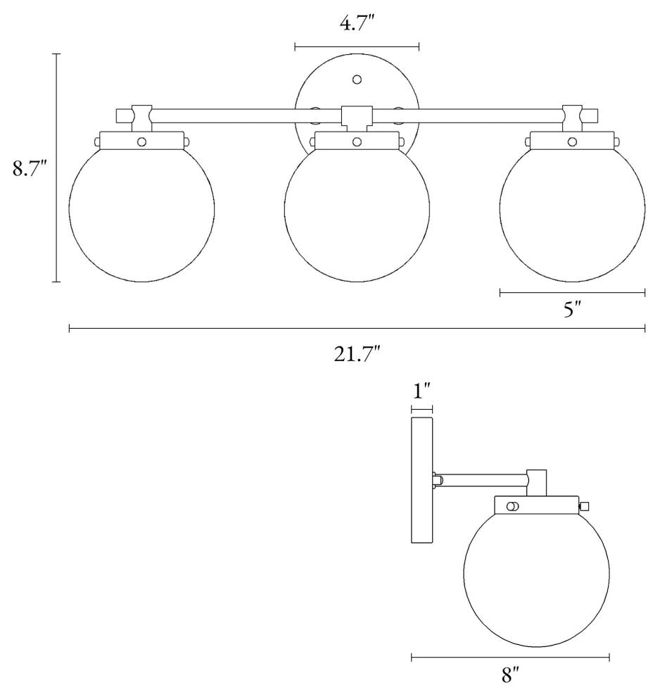 LALUZ 3-Light Modern Gold Bathroom Vanity Light