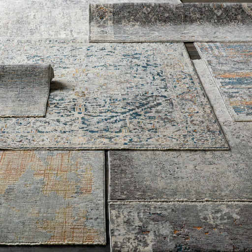 Surya Presidential PDT-2307 3'3"x8' Rug, Lime/Gray/Ivory/Blue/Peach/Burnt Orange