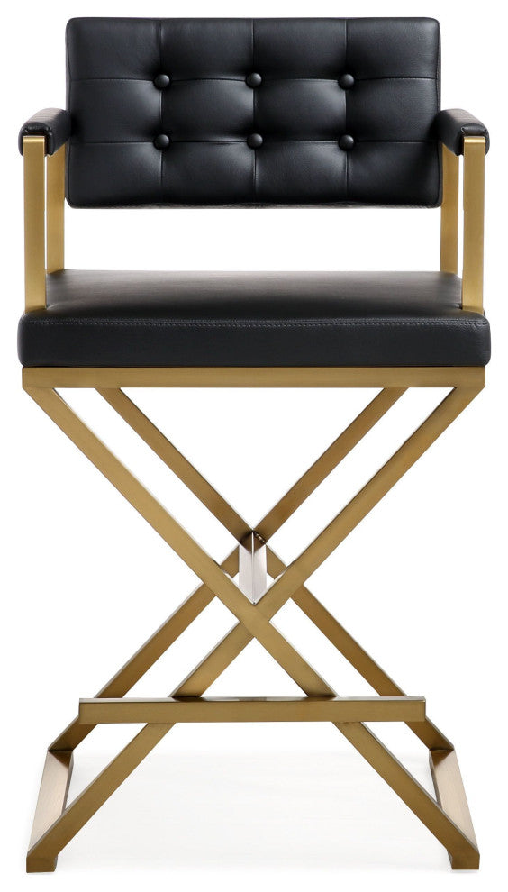 Director Black Gold Steel Counter Stool - Black