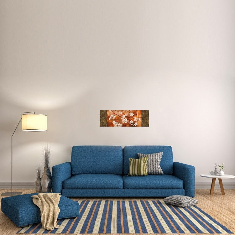 "Orange Sakura" Stretched Canvas Giclee by Jenny Thomlinson, 36x12"