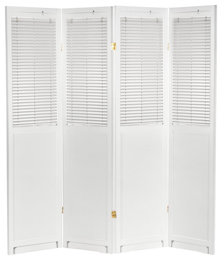 6' Tall Adjustable Shutter Room, White, 4 Panel