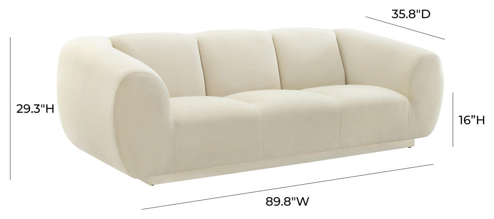 Emmet Cream Velvet Sofa