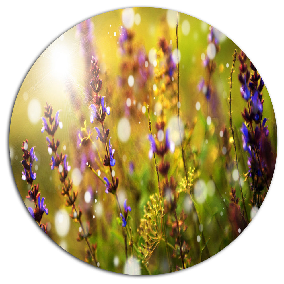 Beautiful Purple Wild Flowers, Flower Round Metal Wall Art, 23"