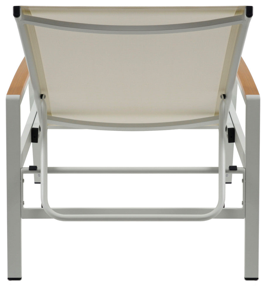 GDF Studio Outdoor Mesh and Aluminum Chaise Lounge, White, Single