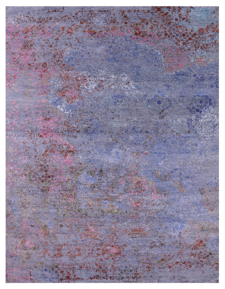 7' 11" X 10' 5" Wool and Silk Modern Handmade Rug Q9260