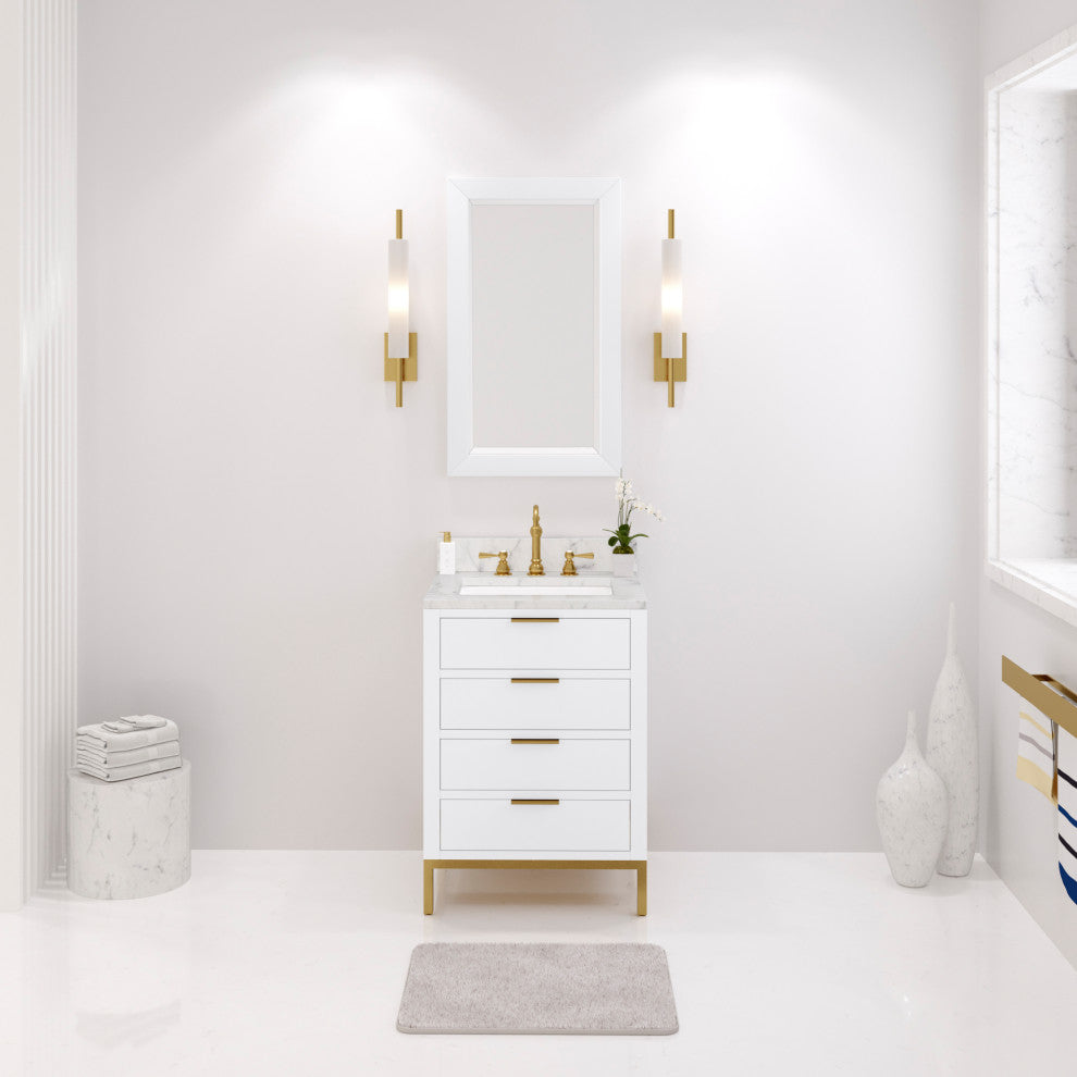 Bristol 24" Vanity, White With Mirrors and Hook Faucet