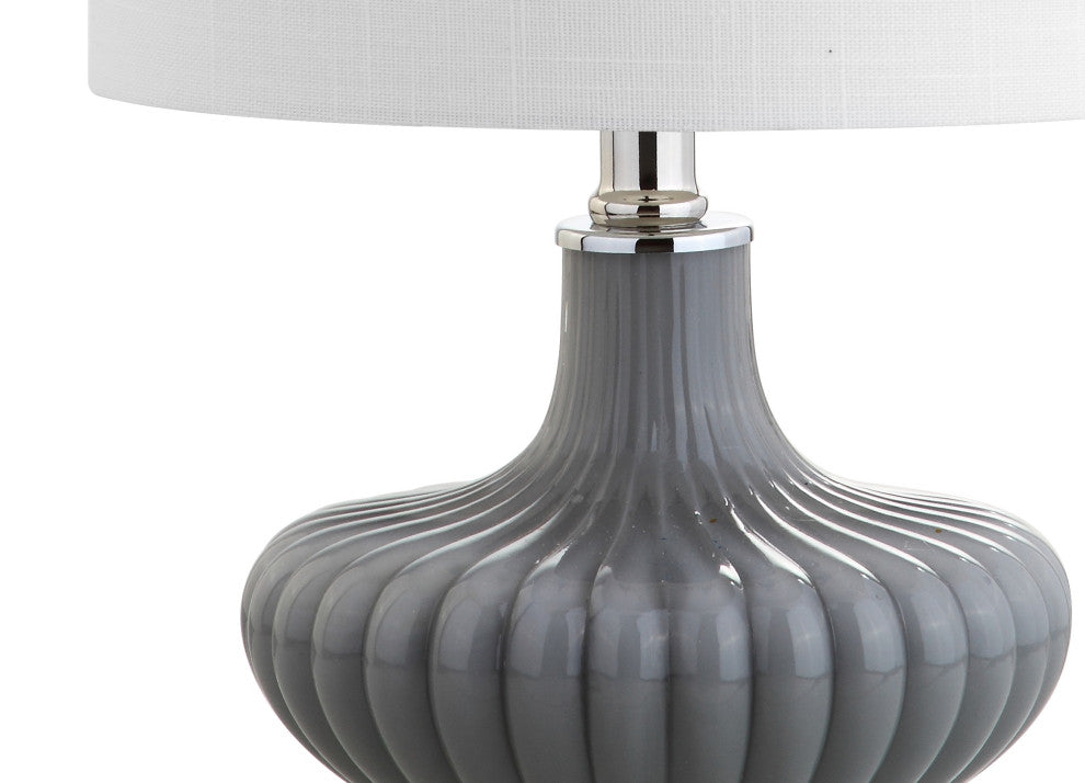 Kamille 18" Glass and Lucite Table Lamp, Gray