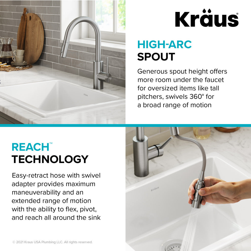 Oletto Pull-Down 1-Hole Kitchen Faucet, Chrome, Model Kpf-2620ch