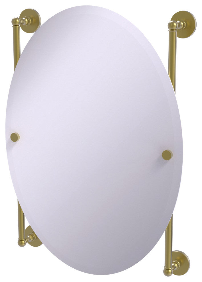 Prestige Skyline Oval Frameless Rail Mounted Mirror, Satin Brass