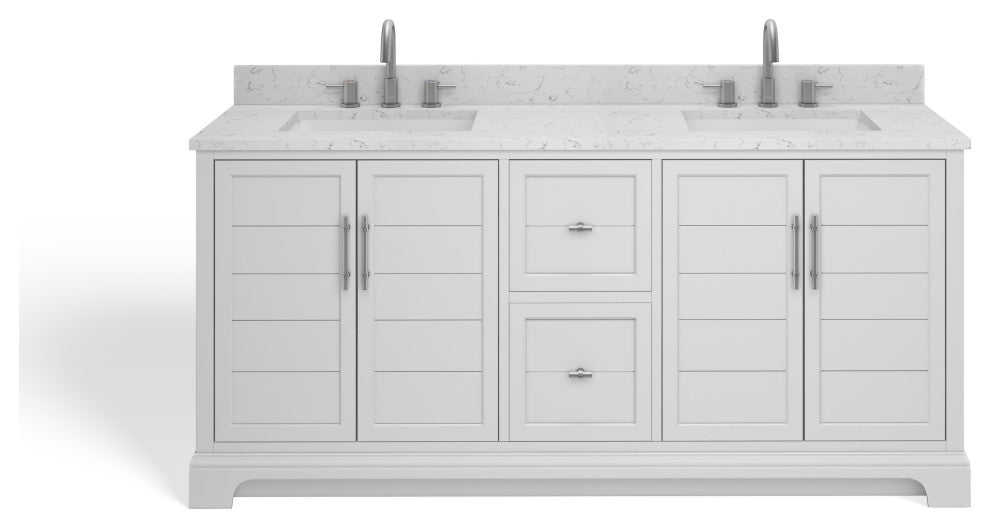 The Thalia Bathroom Vanity, White, 72", Double Sink, Freestanding