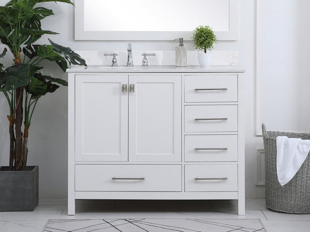 Iris 42" Single Bathroom Vanity, White With Backsplash