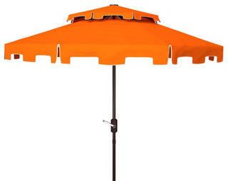Safavieh Outdoor Zimmerman 9ft Double Top Market Umbrella Orange/White Trim