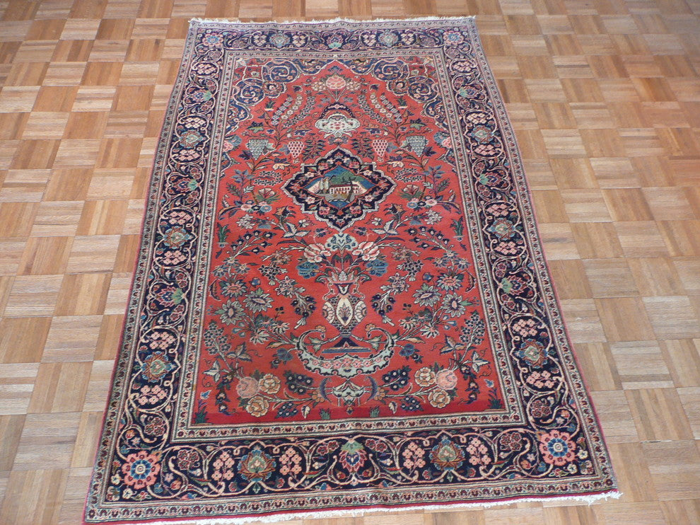 4'6x6'9 Antique Kashan Rug