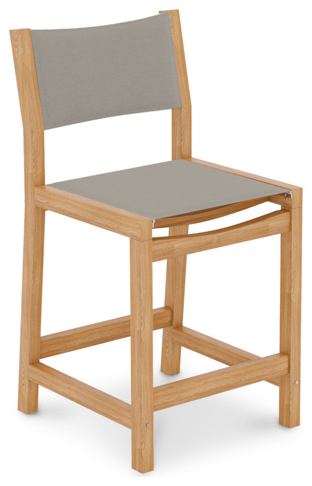 Pearl Teak Outdoor Counter Height Stool in Taupe