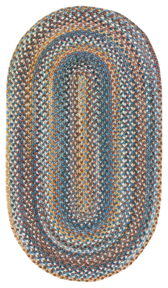Kill Devil Hill Braided Oval Rug, Medium Blue, 2'x3'