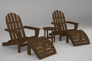 Polywood Classic Oversized Curveback Adirondack 5-Piece Casual Set, Teak