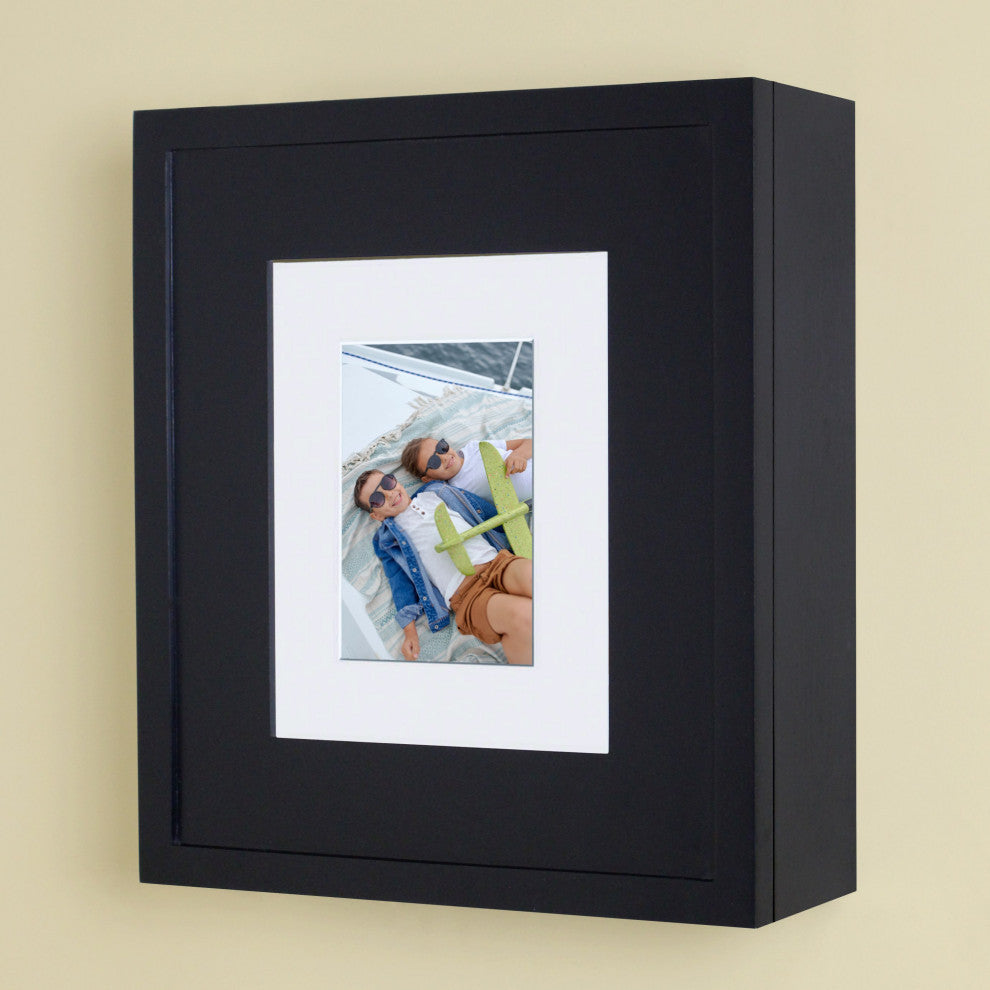 Compact Portrait Wall-Mount Picture Perfect Medicine Cabinets - 15-3/4"x13-3/4", Black