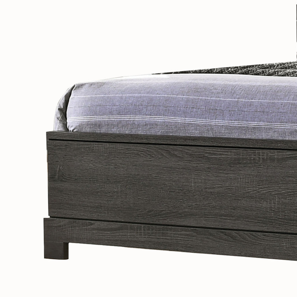 Benzara BM214926 Wooden Queen Size Low Profile Size Bed Bookcase Headboard, Gray