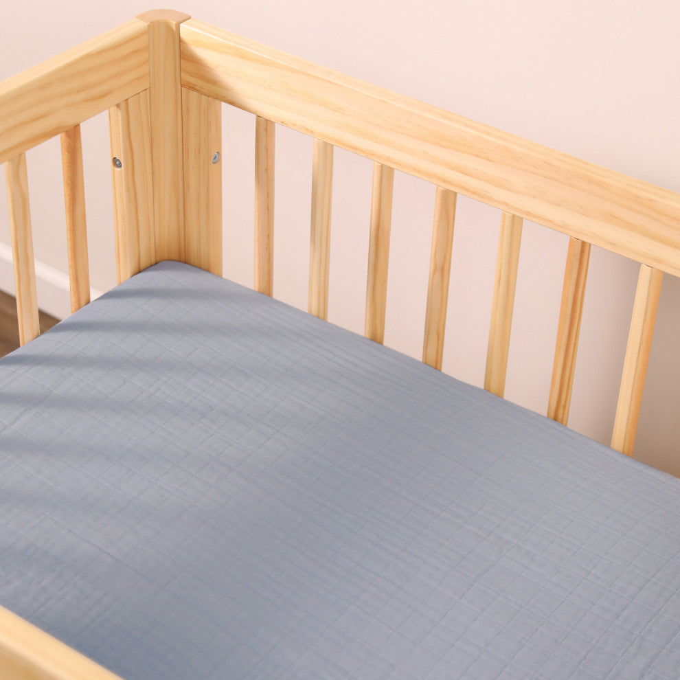 All-Stages Midi Crib Sheet, GOTS Certified Organic Muslin Cotton, Dewdrop