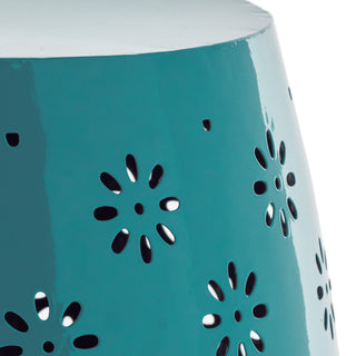 GDF Studio Breeze Outdoor 15" Iron Side Table, Teal