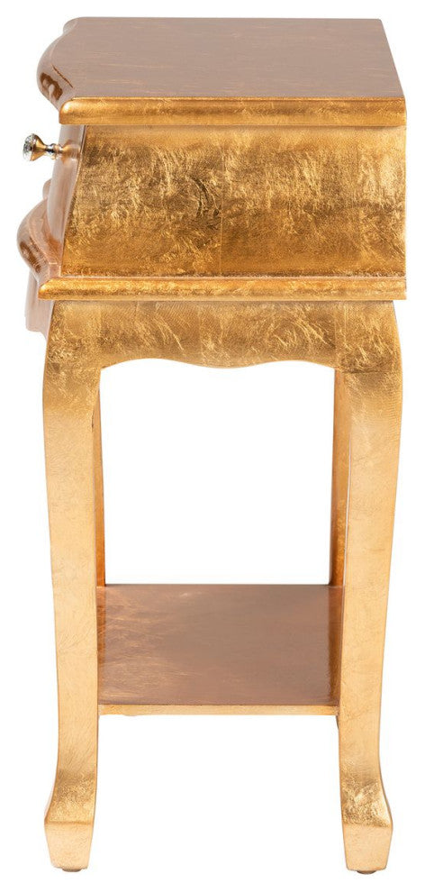 Harriet Classic and Traditional Gold Finished Wood 1-Drawer Nightstand