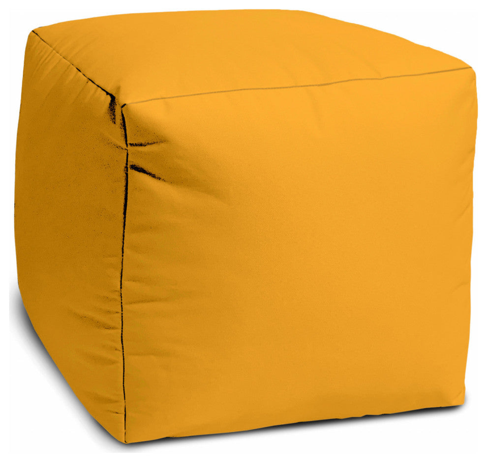 17  Cool Golden Yellow Solid Color Indoor Outdoor Pouf Ottoman
