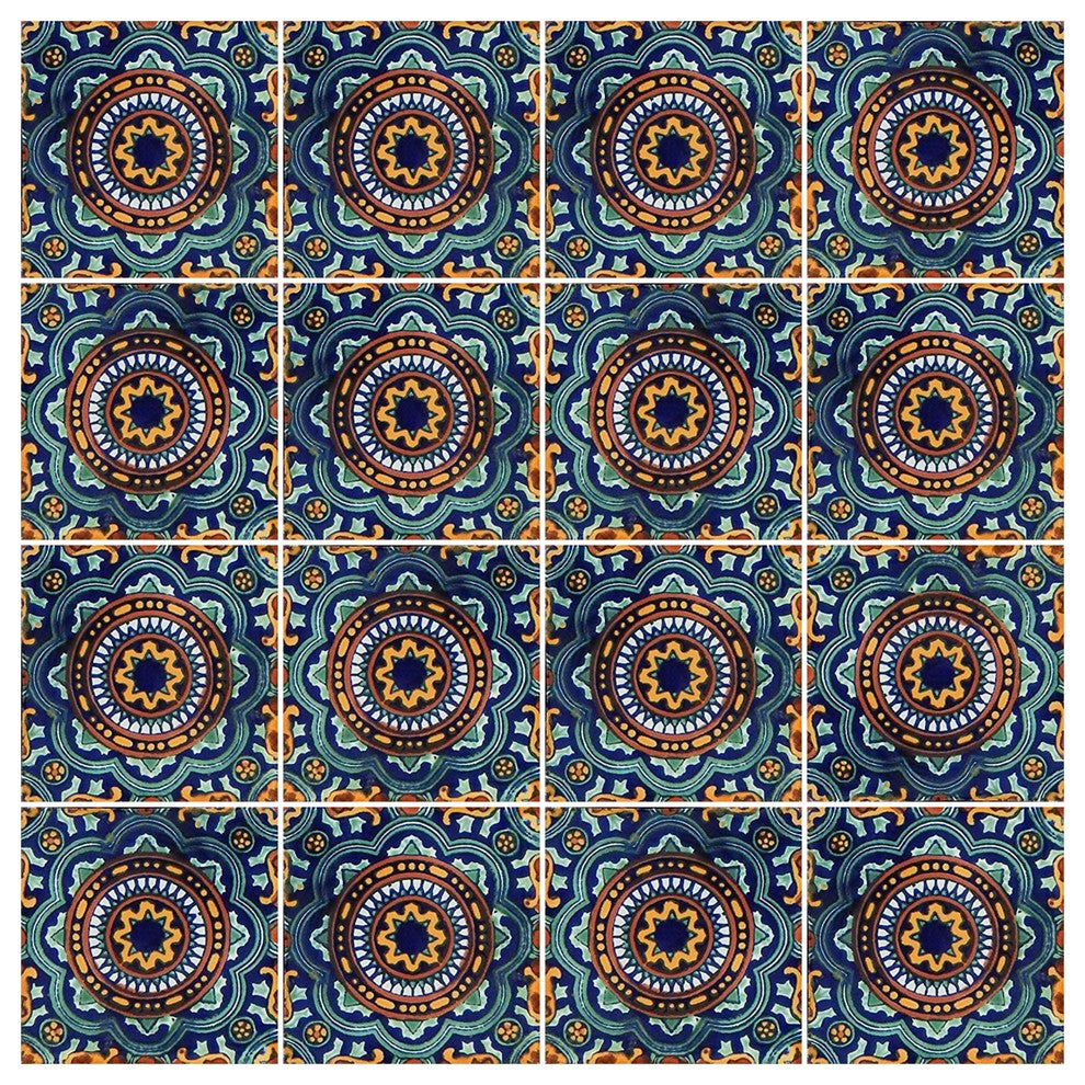 6"x6" Mexican Talavera Handmade Tiles, Set of 40