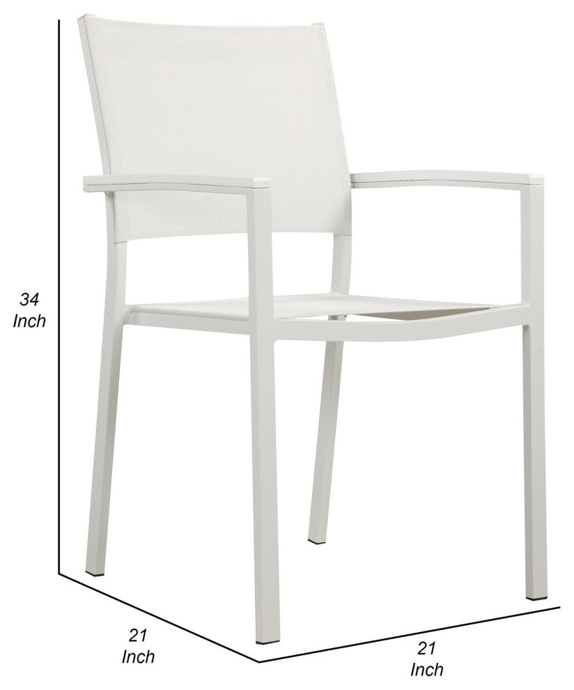 Benzara BM287793 21" Set of 6 Dining Chairs, Aluminum Frames, White Fabric