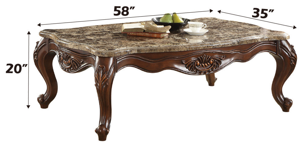 ACME Jardena Coffee Table, Marble and Cherry Oak