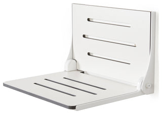 Silhouette Folding Wall Mount Shower Bench Seat, White Seat With White Frame