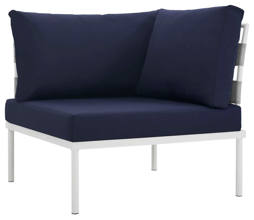 White Navy Harmony 5 Piece Outdoor Patio Aluminum Sectional Sofa Set