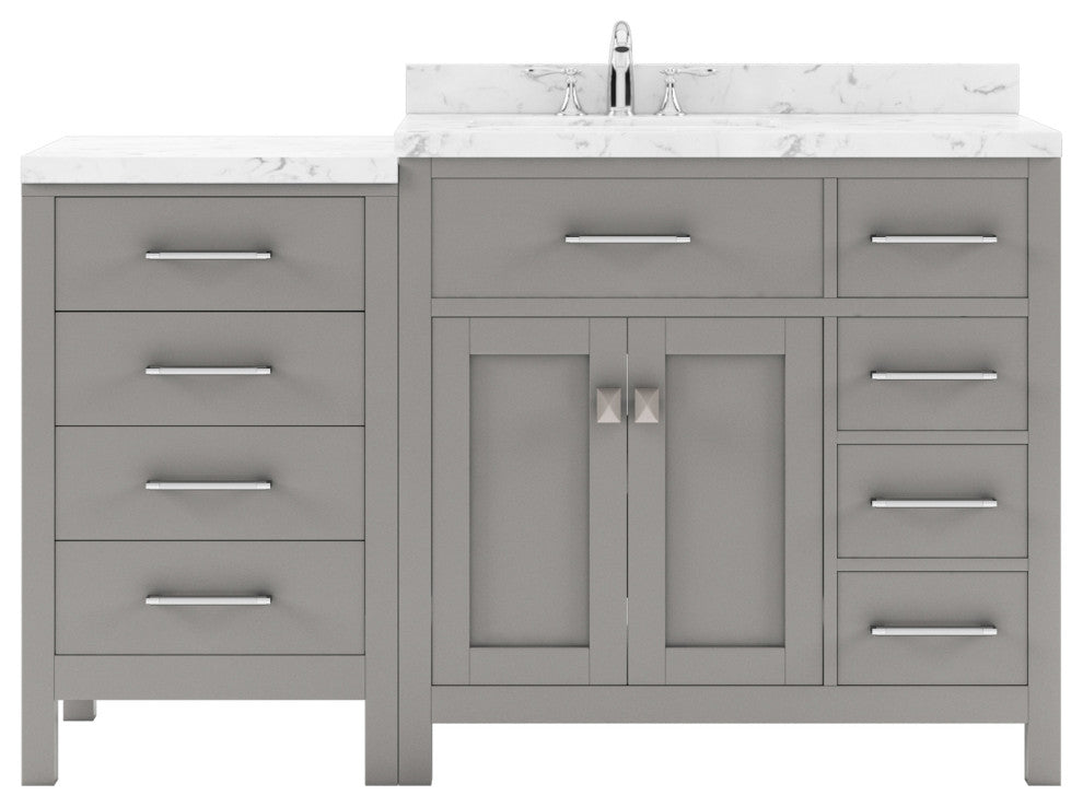 Caroline Parkway 57" Bath Vanity, Gray With Marble Quartz Top